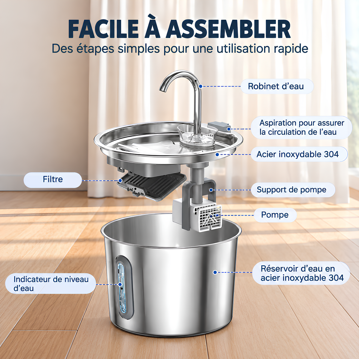 Fontaine Inox Silencieuse 2,2 L